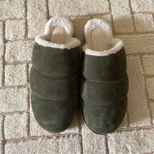 Stuart Weitzman Polar Cozy Lug Suede Mules